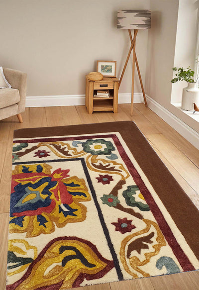 SUPERFINE HAND TUFTED VISCOSE WITH WOOL HI & LOW PILE CARPET SAMPLE - HT0106