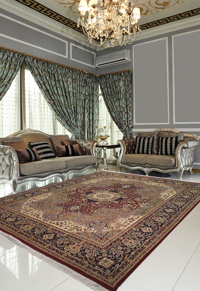 SUPERFINE PAK PERSIAN AUBUSSON KIRMAN WOOL WITH A LONG RED MEDALLION & BLURRED BORDER - AR3973