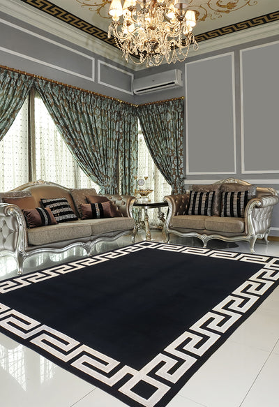 Superfine Indo Versace Black & Silk White Border - AR0615T