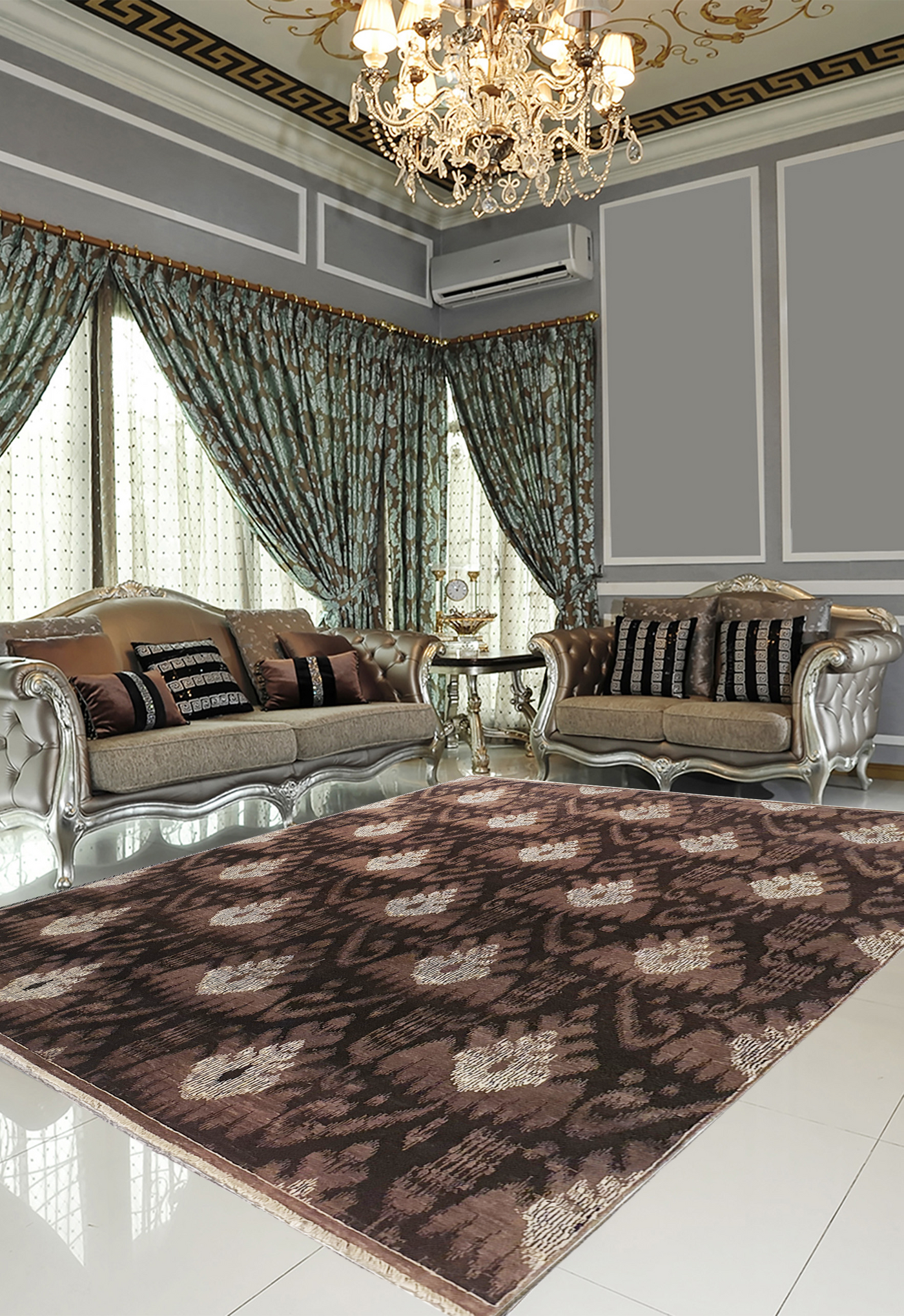 Persian Ikat Design Brown and White - VP142