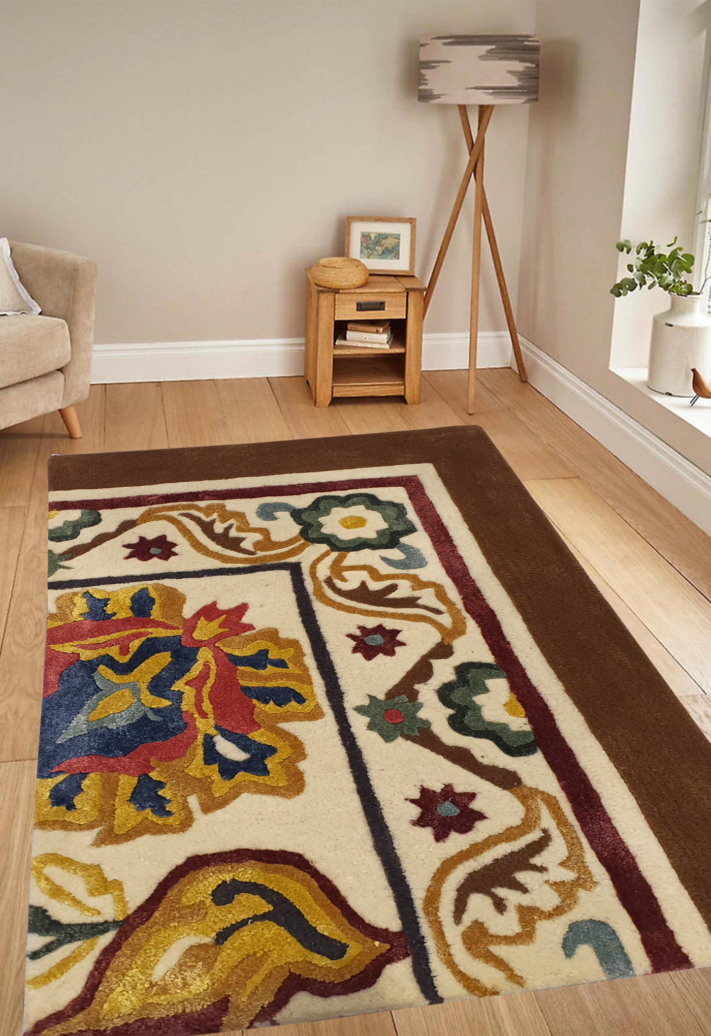 SUPERFINE HAND TUFTED VISCOSE WITH WOOL HI & LOW PILE CARPET SAMPLE - HT0105