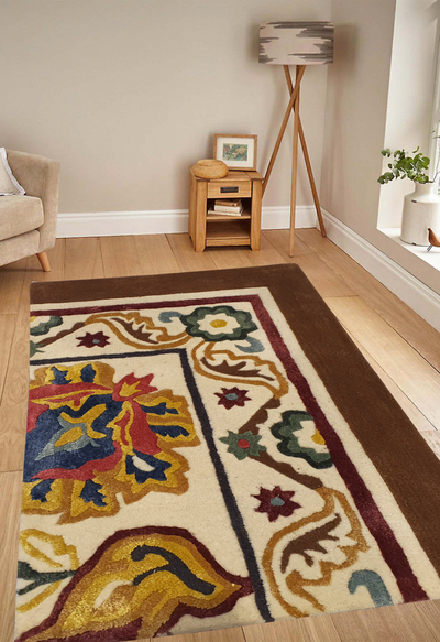 SUPERFINE HAND TUFTED VISCOSE WITH WOOL HI & LOW PILE CARPET SAMPLE - HT0105