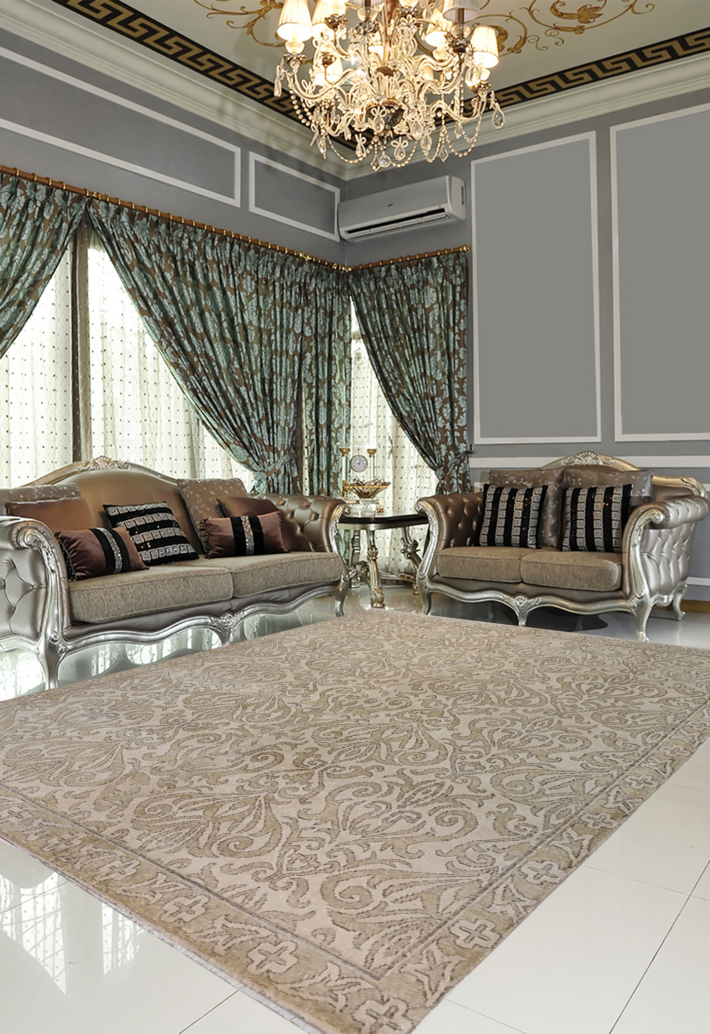 Classic Modern Cream Allover Silk Floral Design - VP160