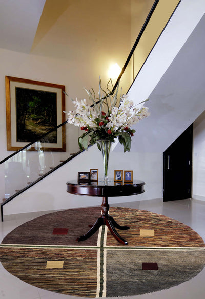 Square Silk Cross Round Rug - AR2340