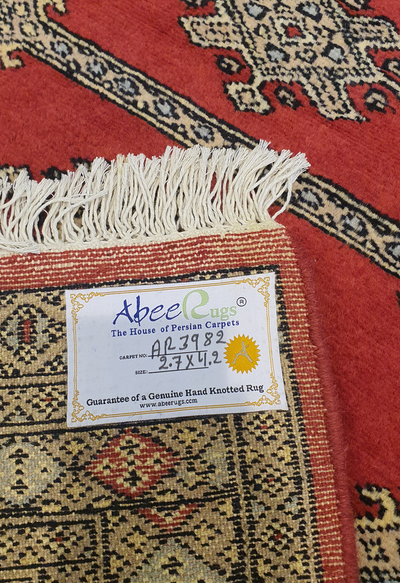 SUPERFINE BUKHARA RED WITH 5 MEDALLION & MULTICOLOUR BORDER - AR3982