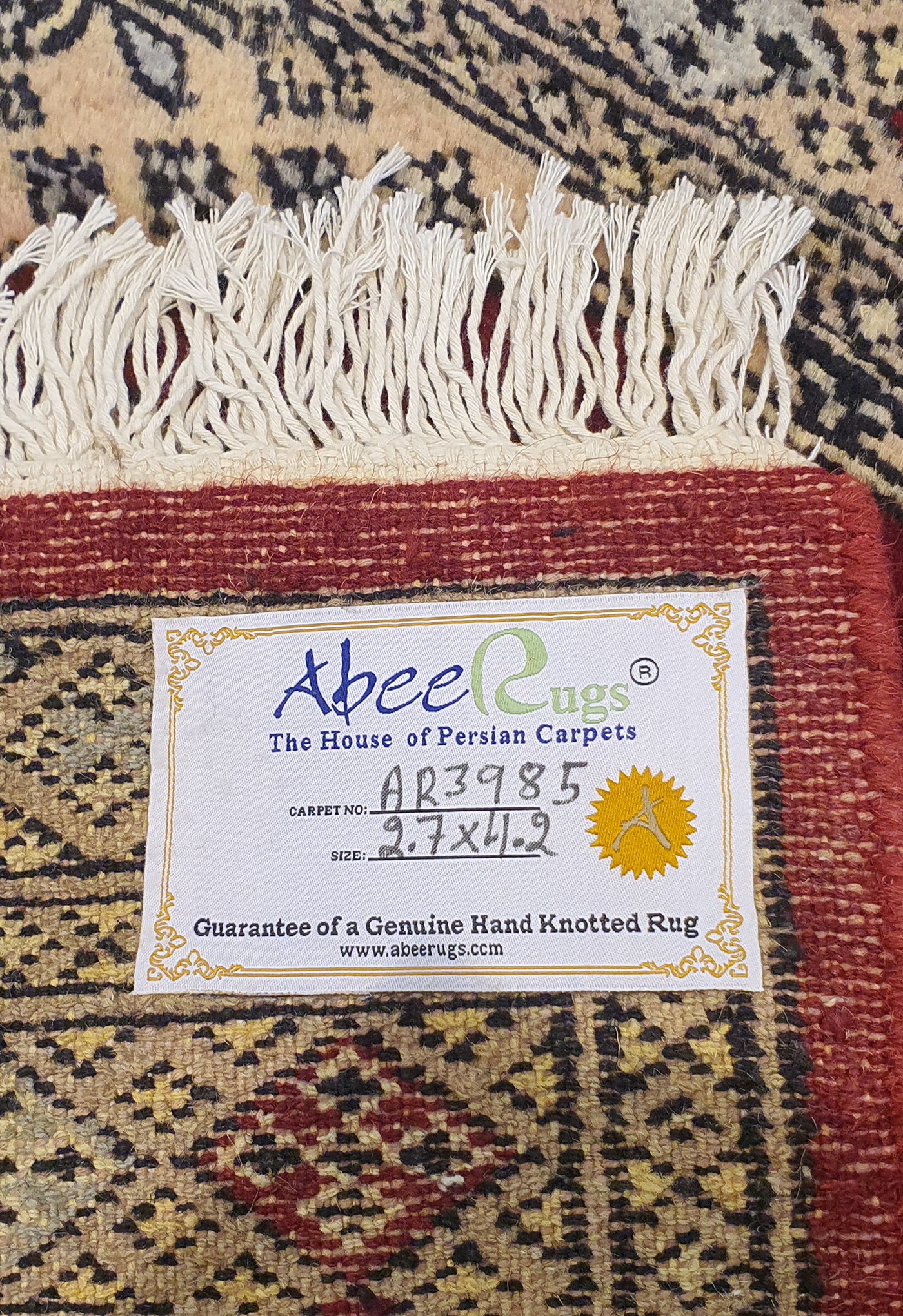 SUPERFINE BUKHARA RED WITH 4 MEDALLION BROWN & GREY BORDER - AR3985