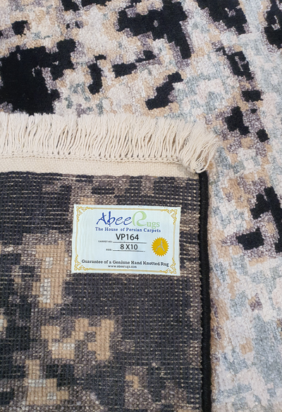 Superfine Galaxy Design Broken Design Silk and Wool Black and Cream-VP164