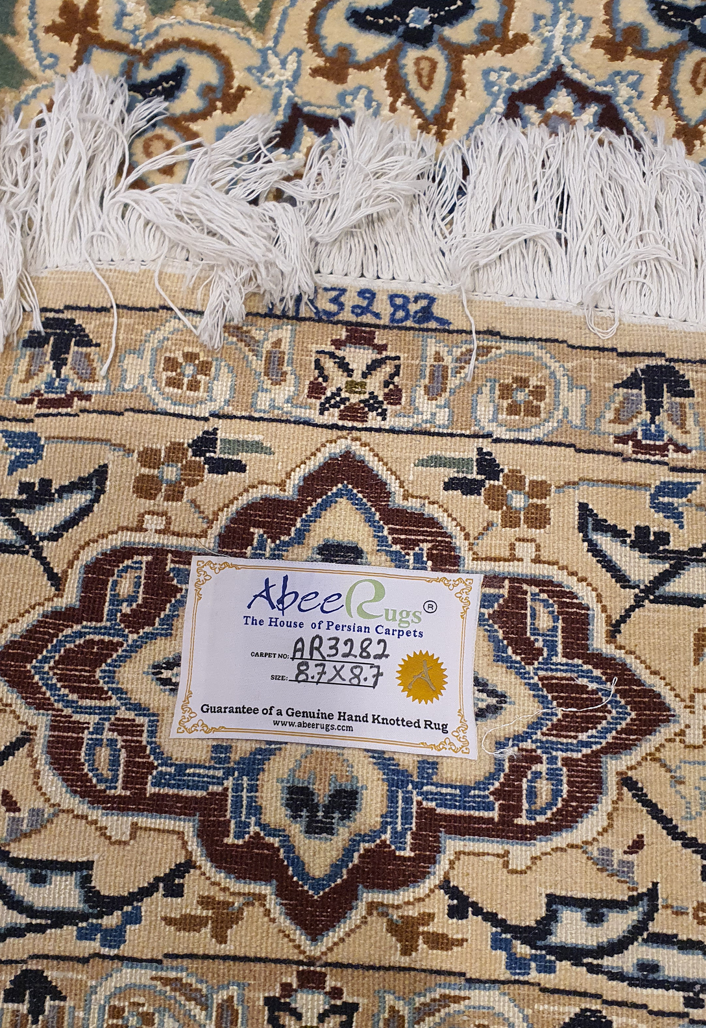 Superfine Persian Nain Dome Design Round Carpet Green Inlet Silk-AR3282