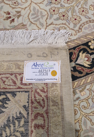 SUPERFINE PAK PERSIAN ISFAHAN ALLOVER BOXES DESIGN MADE OF BABY LAMBS WOOL LIGHT BROWN WITH DARK BORDER - AR3967