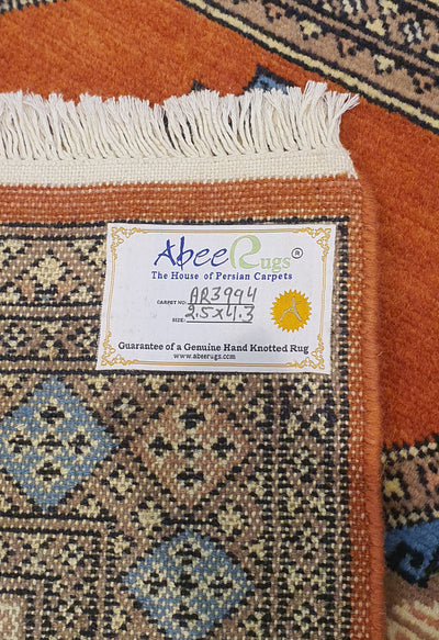 SUPERFINE BUKHARA ORANGE WITH 4 MEDALLION & MULTICOLOUR BORDER - AR3994