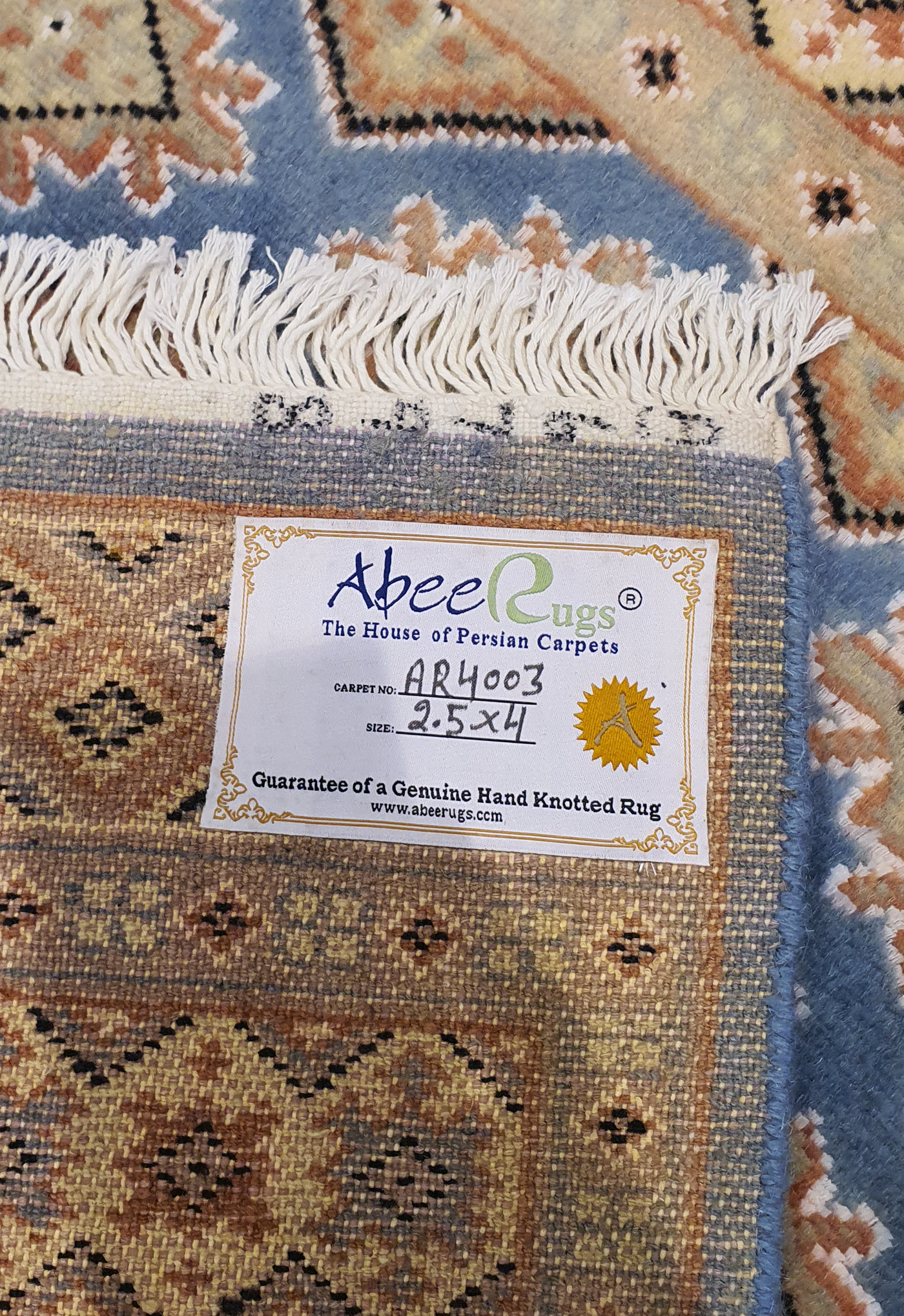 SUPERFINE BUKHARA SILK & WOOL LIGHT BLUE & YELLOW WITH DIAMOND SHAPER MOTIF - AR4003