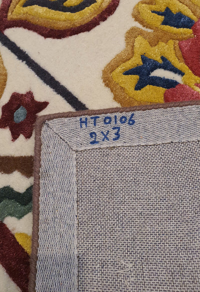 SUPERFINE HAND TUFTED VISCOSE WITH WOOL HI & LOW PILE CARPET SAMPLE - HT0106