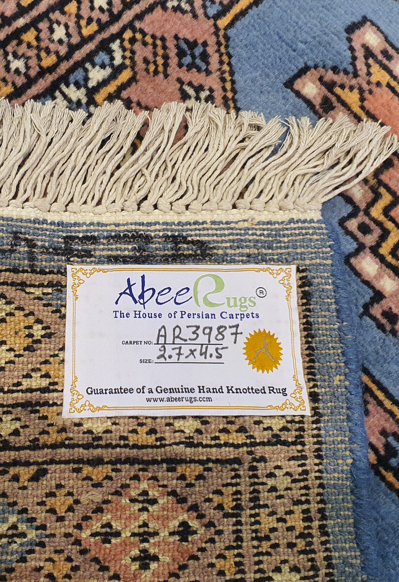 SUPERFINE BUKHARA LIGHT BLUE WITH 4 MEDALLION PINK & BROWN BORDER - AR3987