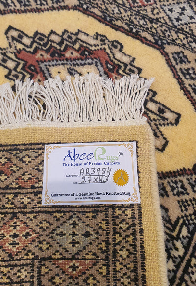 SUPERFINE BUKHARA YELLOW WITH 4 MEDALLION & MULTICOLOUR BORDER - AR3984