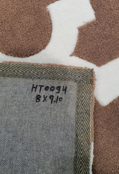 SUPERFINE HAND TUFTED MODERN WOOL VINTAGE WHITE & BROWN - HT0094