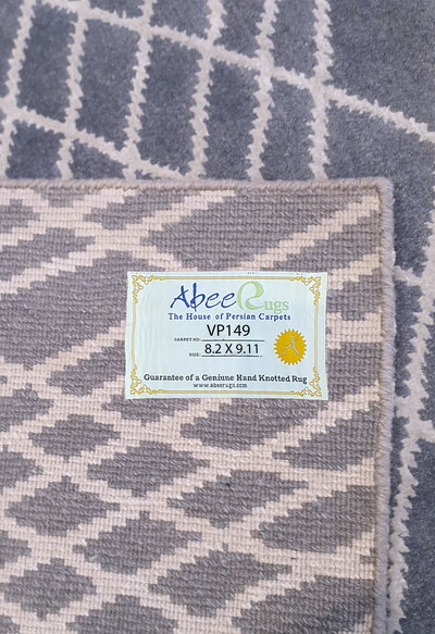 Superfine Modern Abstract Design Allover Lines Motif Grey With White Silk Motif-VP149
