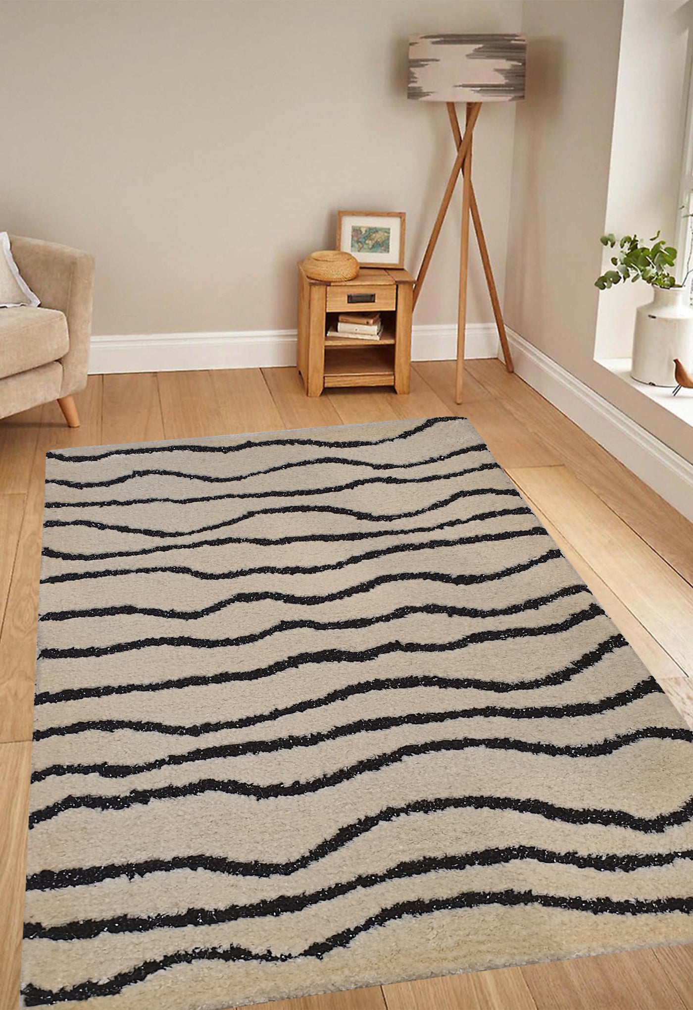 SUPERFINE HAND TUFTED LOOP & CUT PILE ZIGZAG CARPET SAMPLE - HT0104