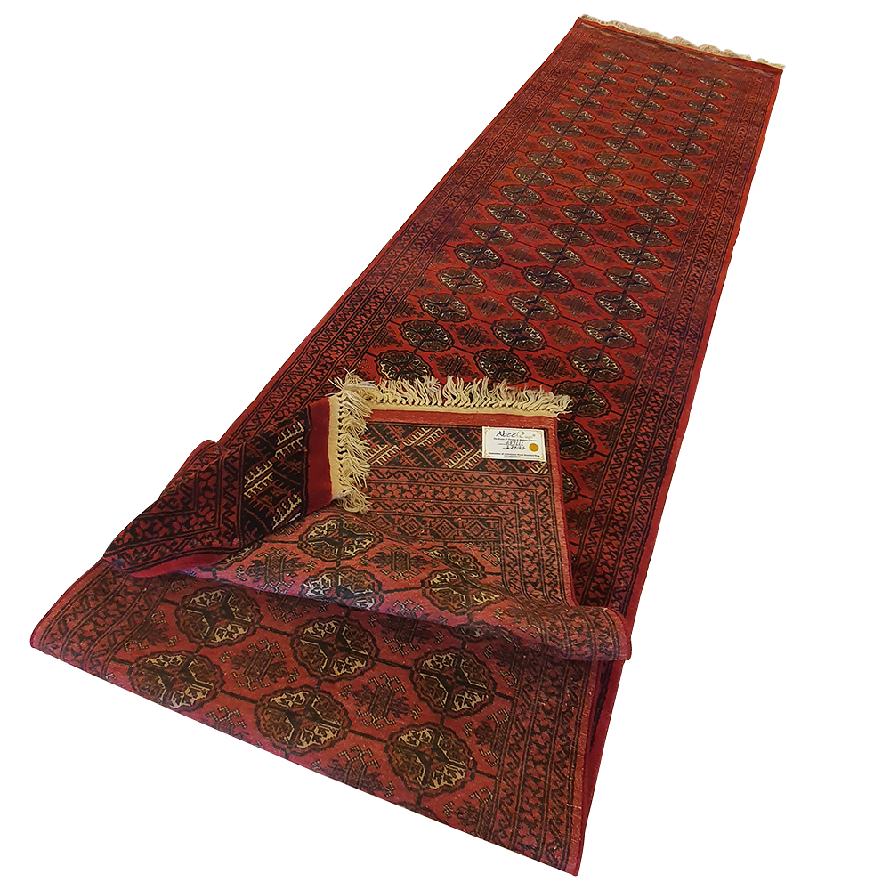 Afghan Turkman Design Runner with Allover 3 Elephant Foot Pattern - AR3666