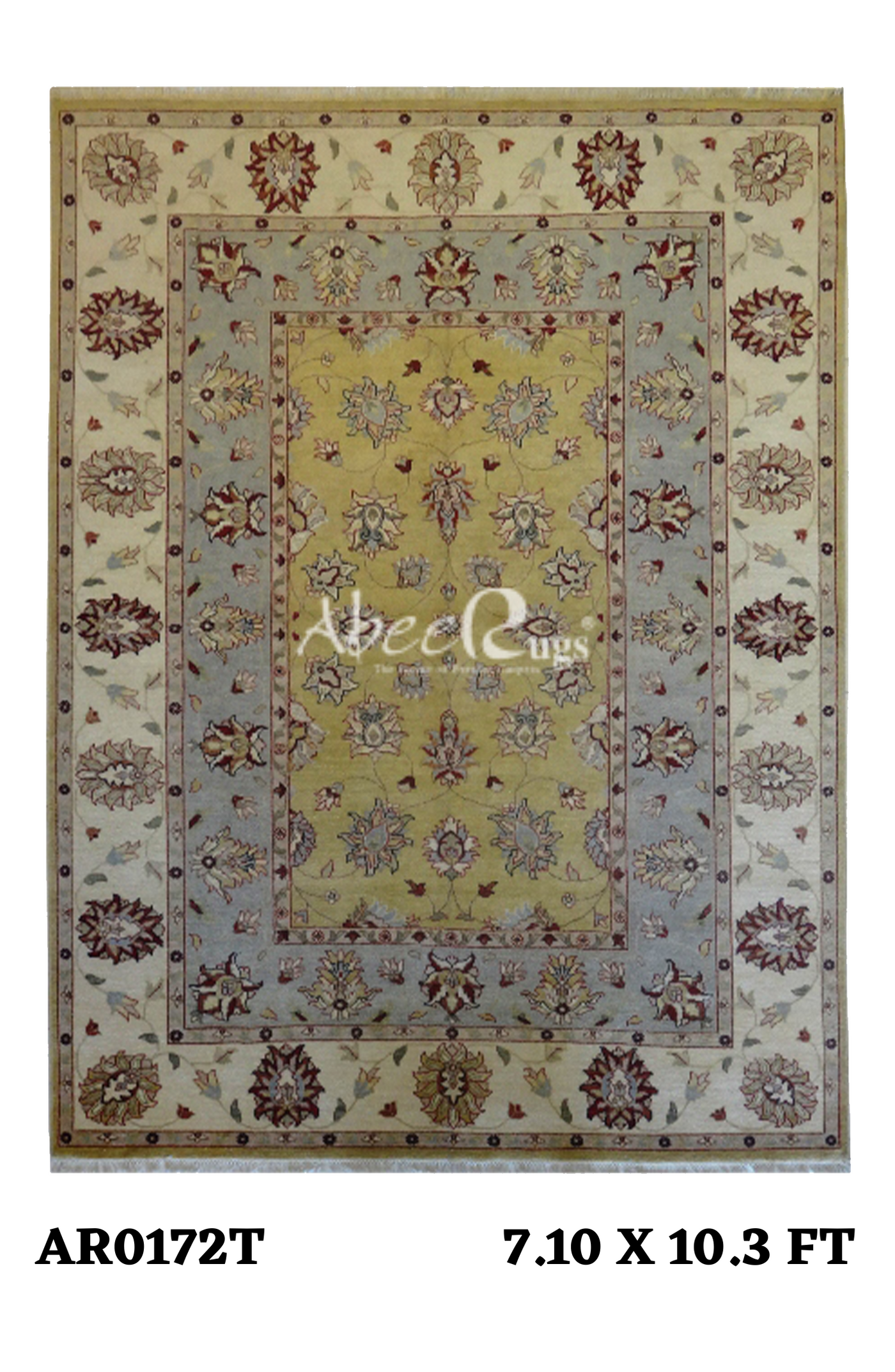 Indo Vegi Yellow, Grey And Cream With Double Border - AR0172T