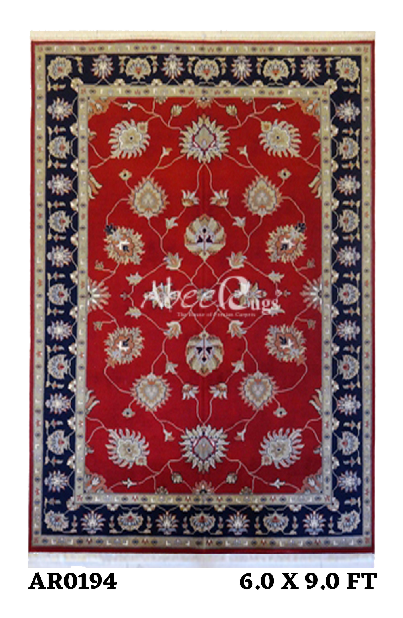 Indo Vegi Bright Red And Blue Border - AR0194