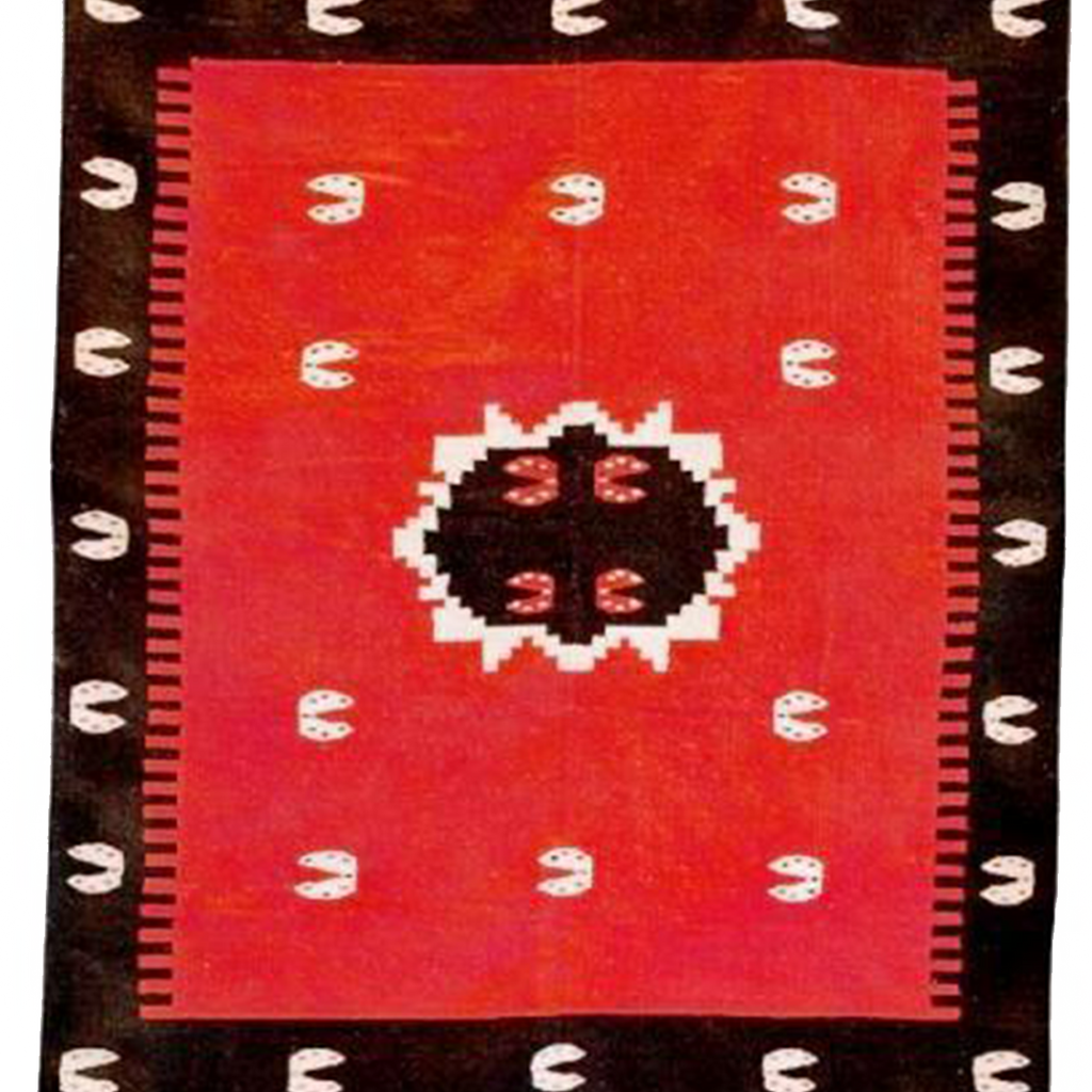Killim with 2 Medallion Design Red and Black - AR0892