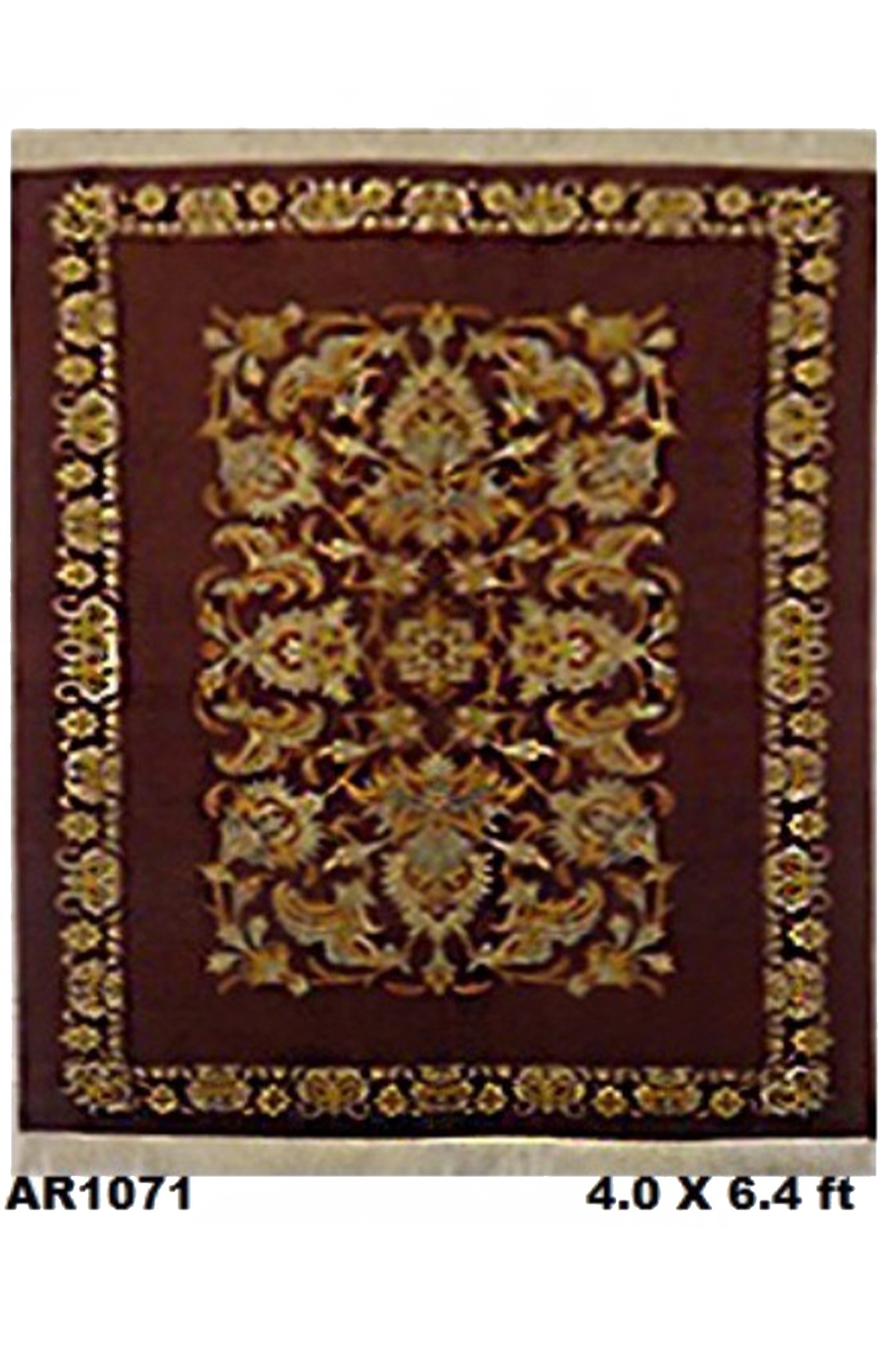 Persian Tabriz Mashad Design Yellow and Rust - AR1071