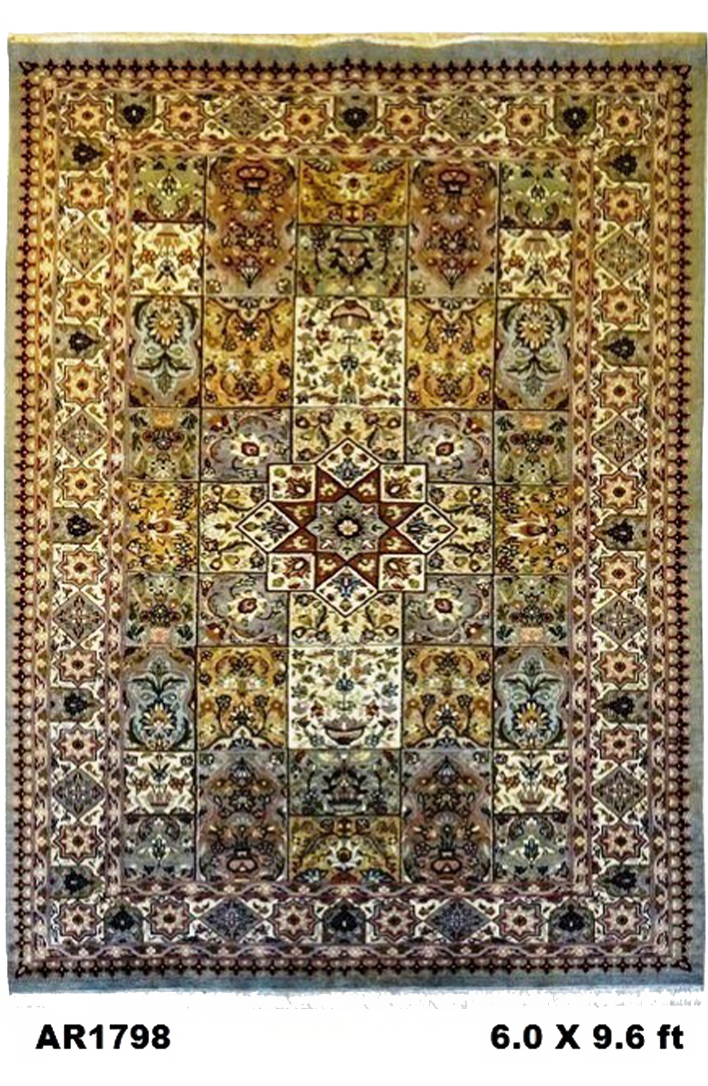 Superfine Persian Kirman Hand Knotted Wool With Red And Blue Border-AR3515