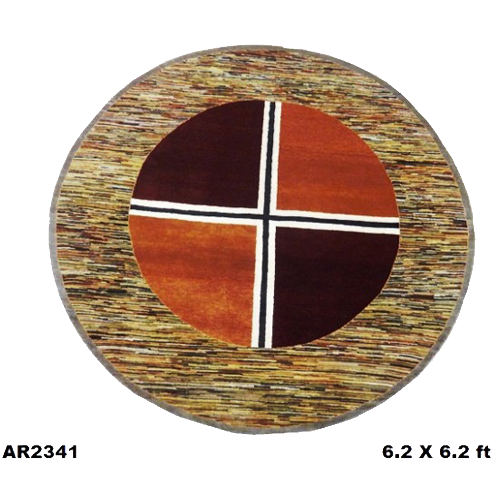 Square Silk Cross Round Rug - AR2341
