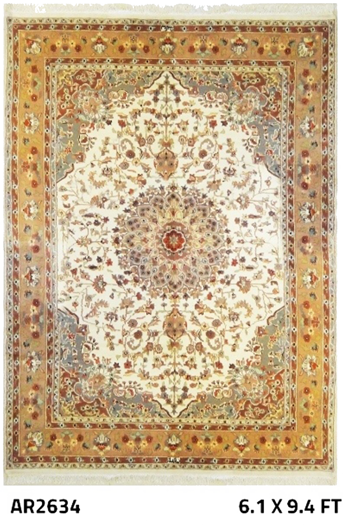 Persian Tabriz Design Cream and Pink - AR0814