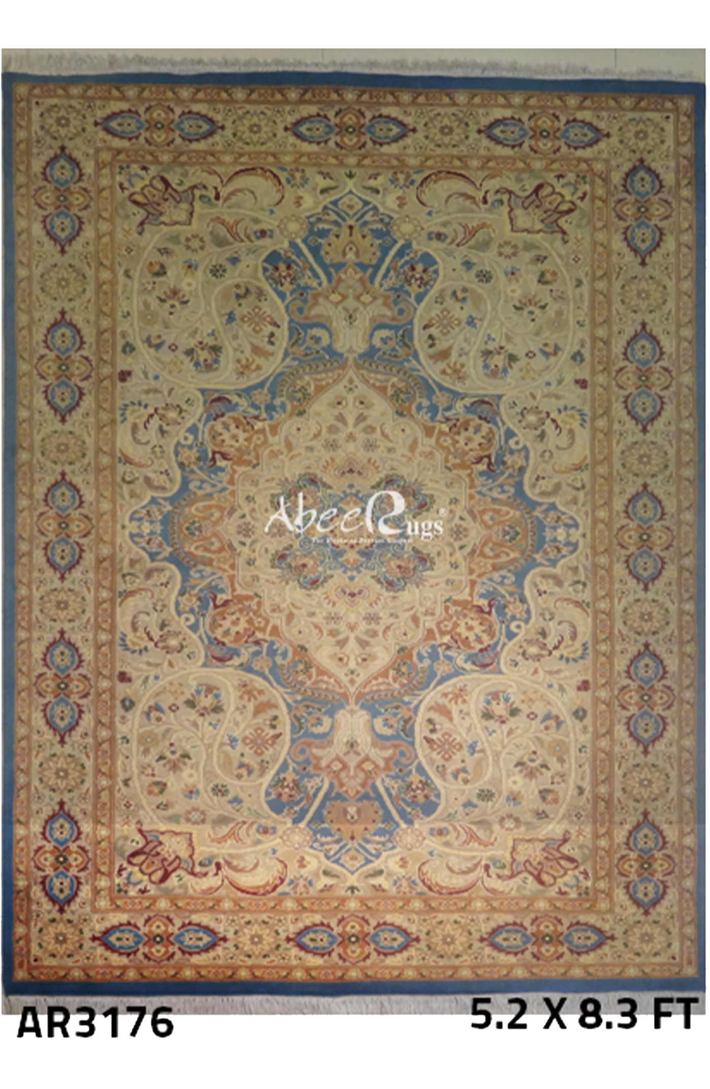 Persian Aubusson Light Blue and Cream-AR3176