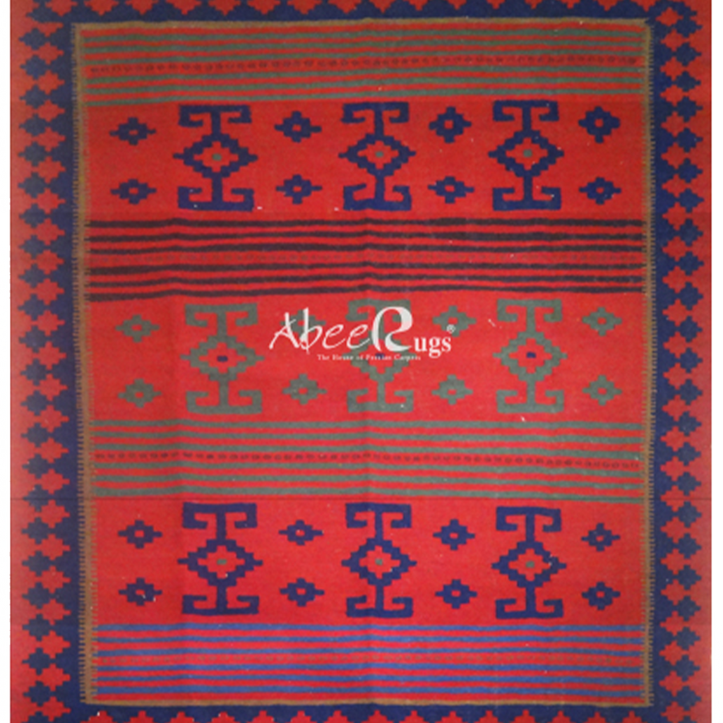 Afghan Killim Design Red & Blue - AR3195