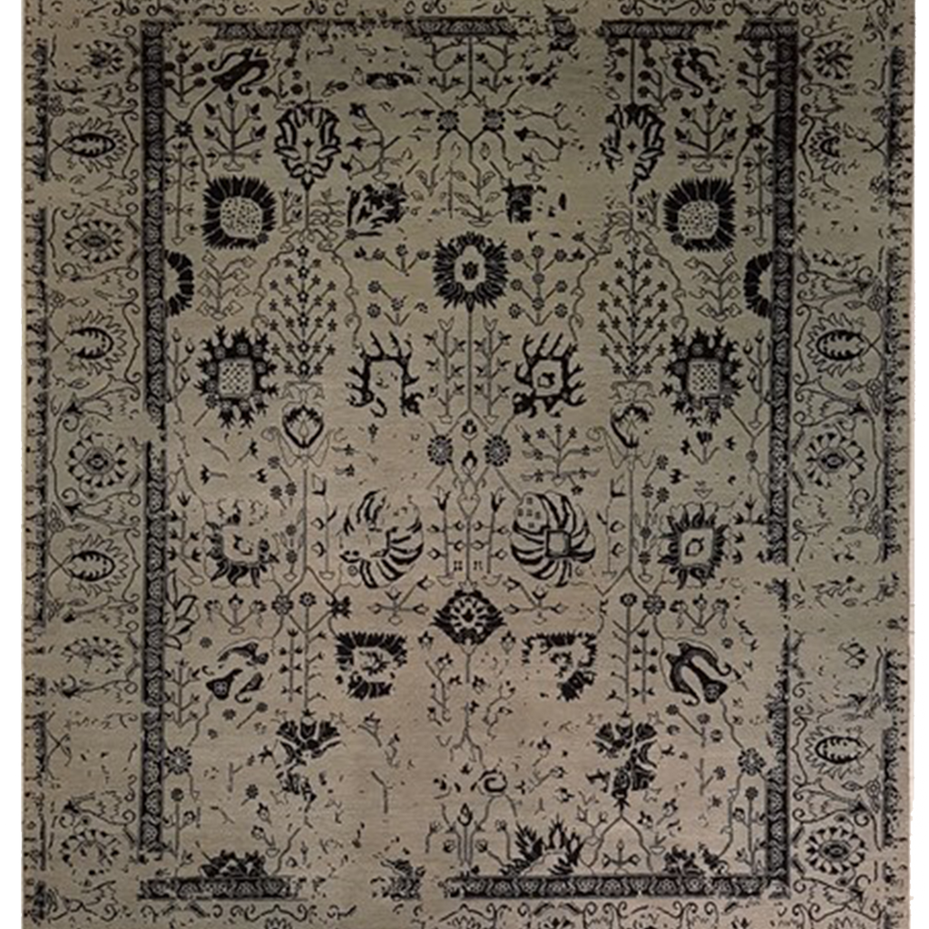 Superfine Modern Classic Broken Design Cream With Black Silk Flowers-AR3279