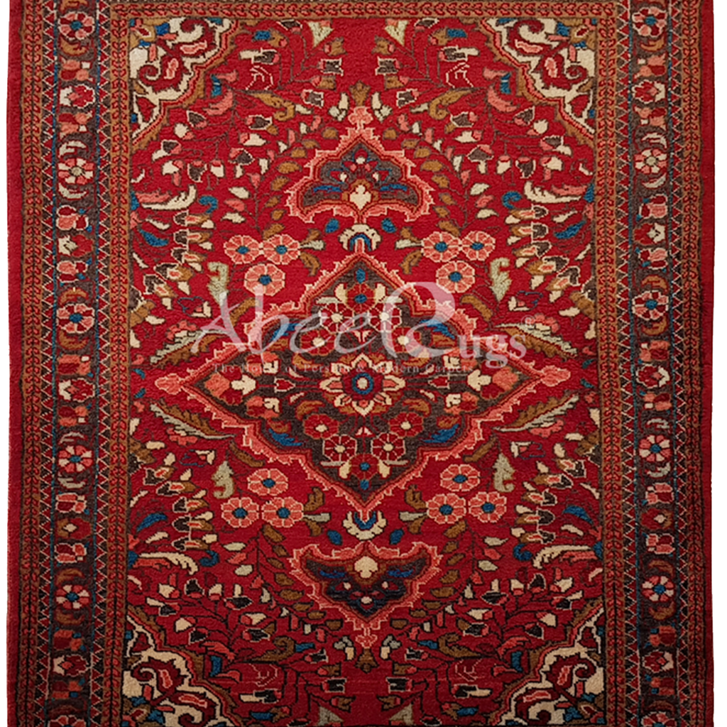 Persian Tabriz Tribal Hand Knotted Wool Carpet Red With Blue Border-AR3461
