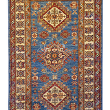 Kazak with 3 Medallion Design Blue and Cream - AR3724