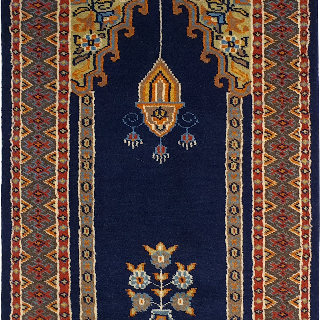 Prayer Rug with Mehrab Design Blue & Green - AR3793