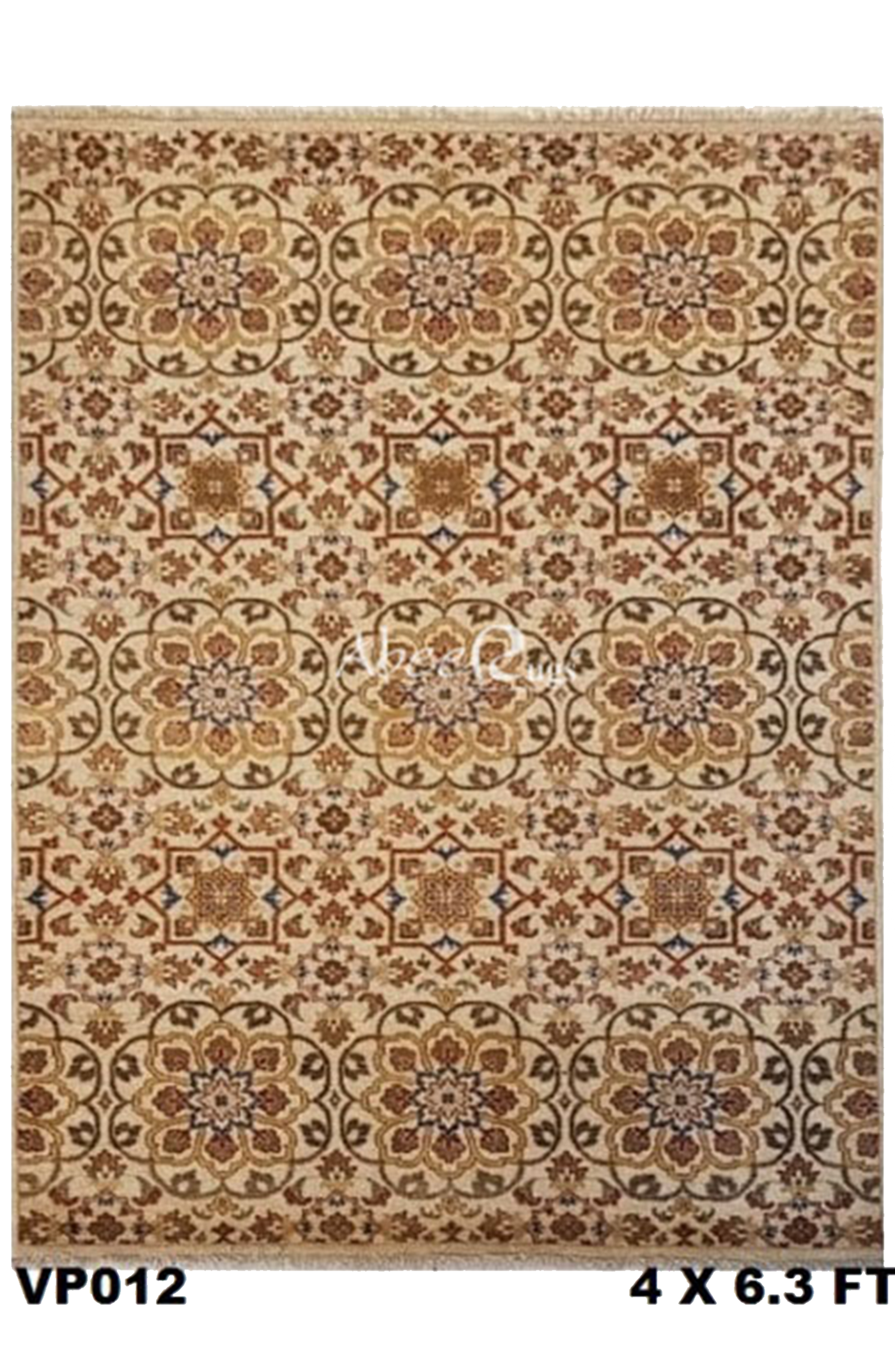 Superfine Persian Gabbah Wool Cream With Allover Fine Small Dark Brown Flowers -VP012