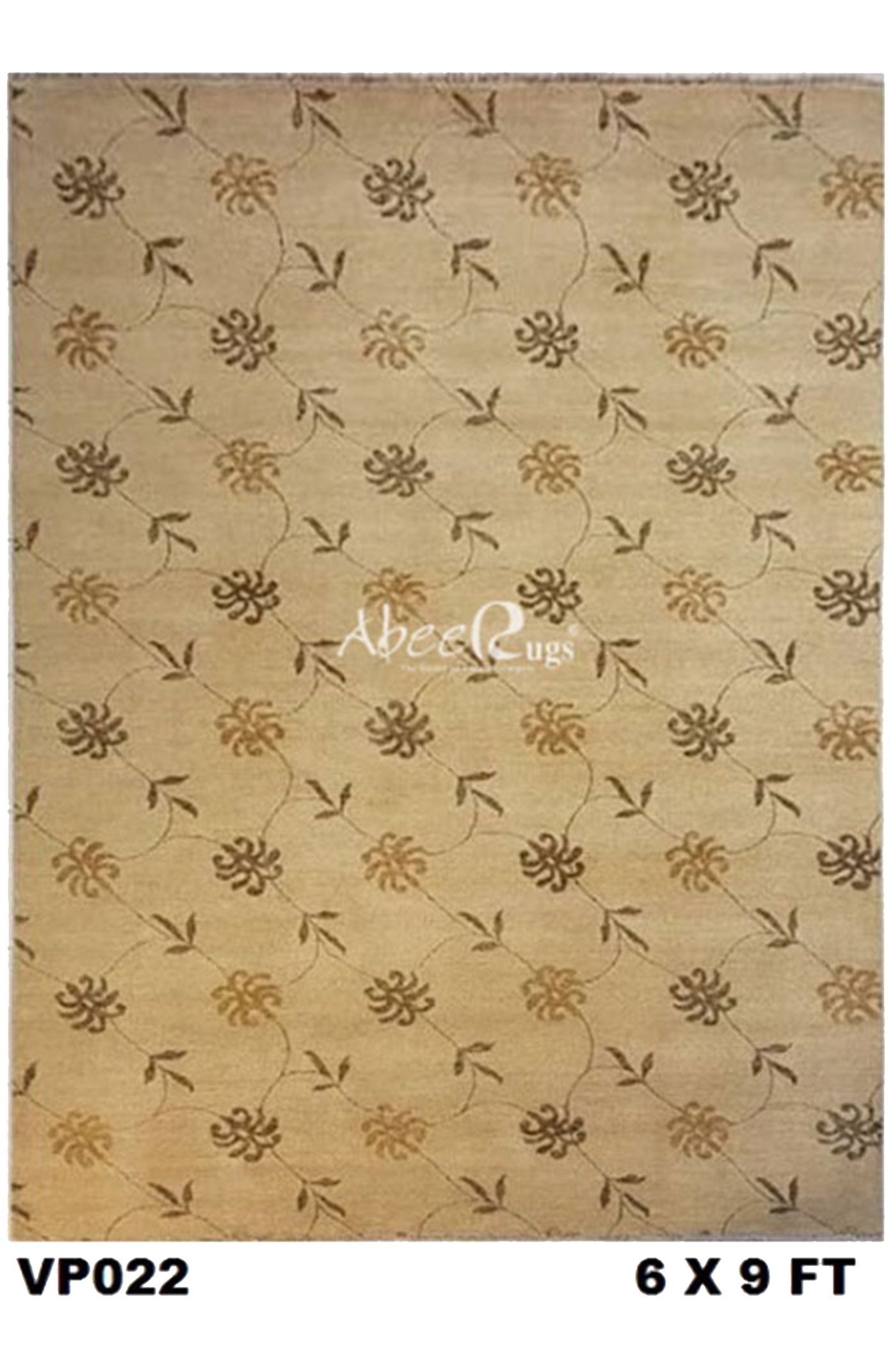 Superfine Persian Wool Cream With Yellow and Brown Flowers-VP022