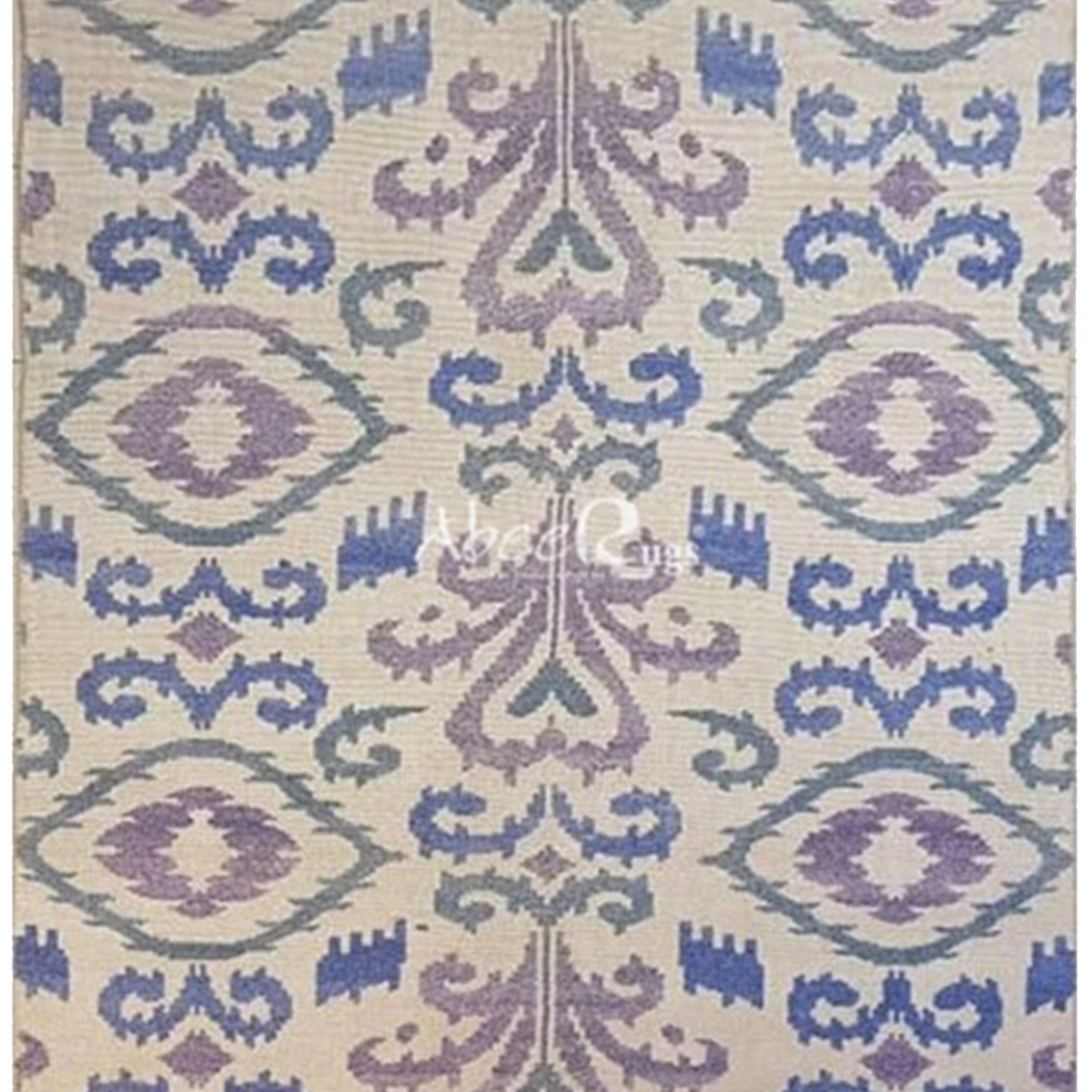 Superfine Persian Floral Ikat Design Blue & Purple Motif-VP024