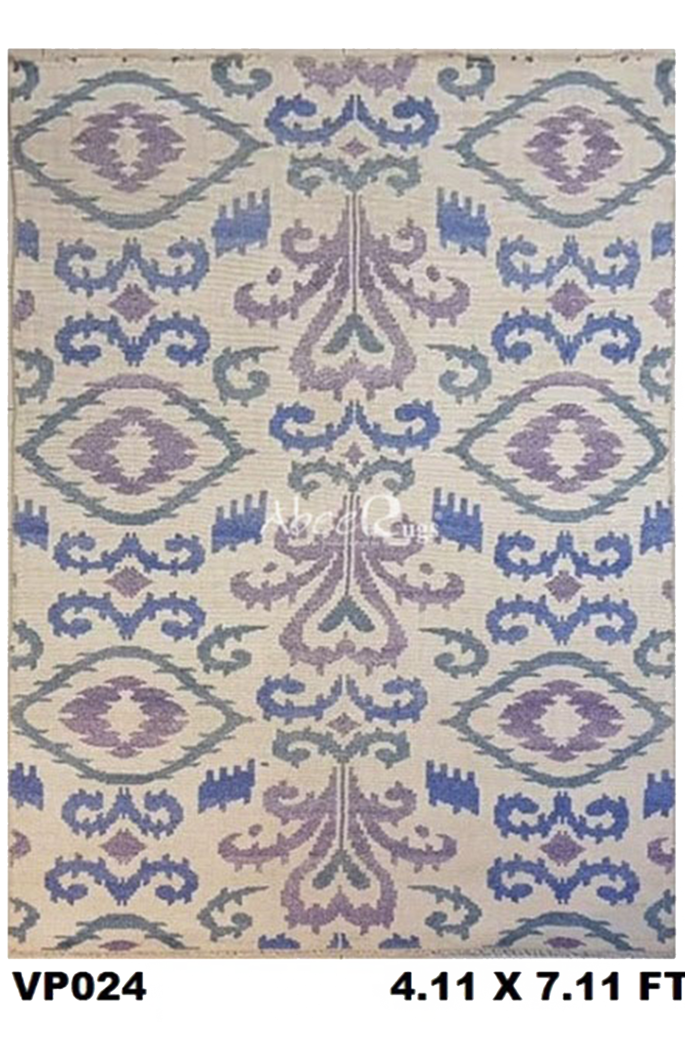 Superfine Persian Floral Ikat Design Blue and Purple Motif-VP024