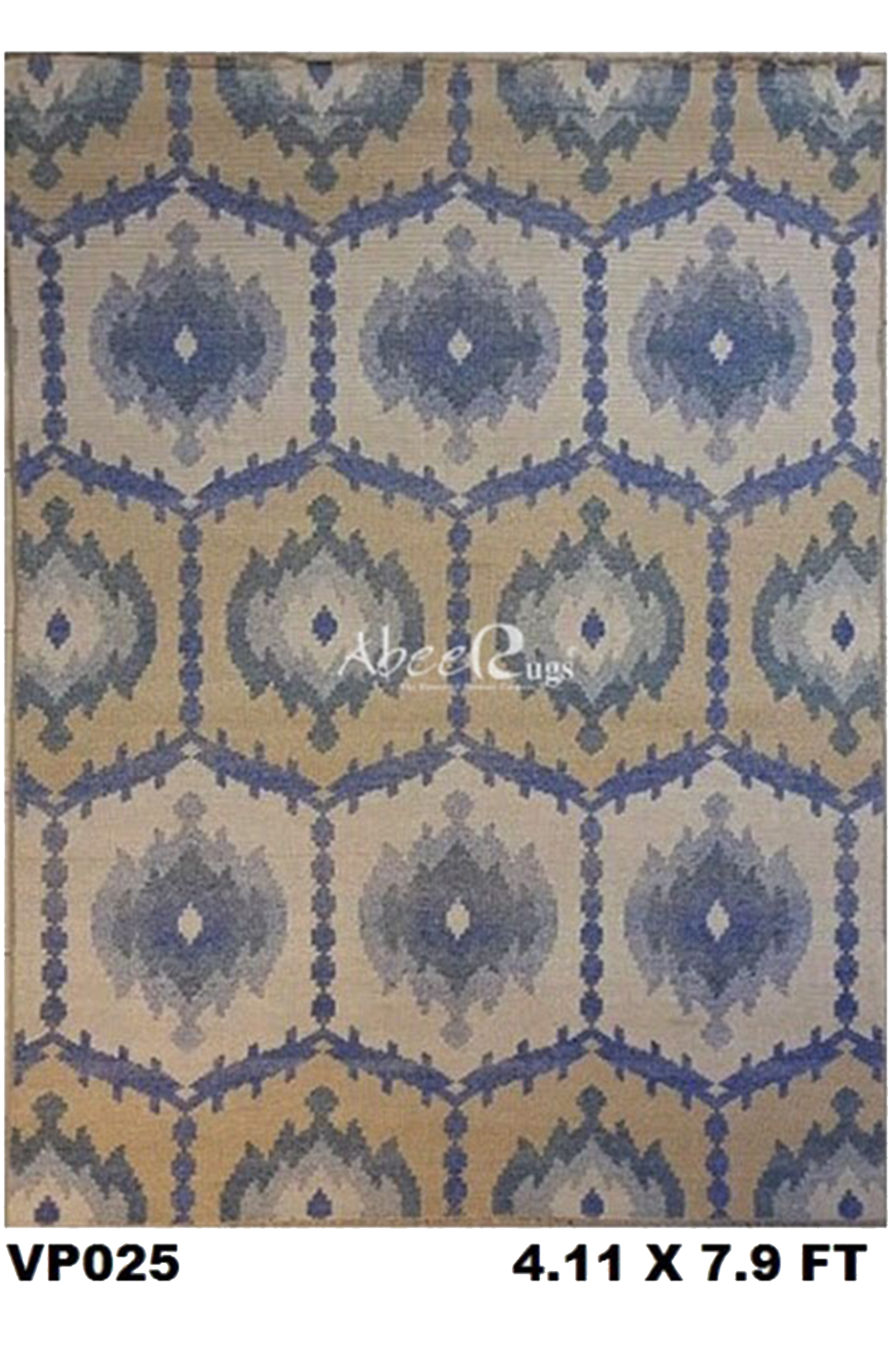 Superfine Persian Floral Ikat Allover Fine Geometric Design Blue and Purple Motif-VP025