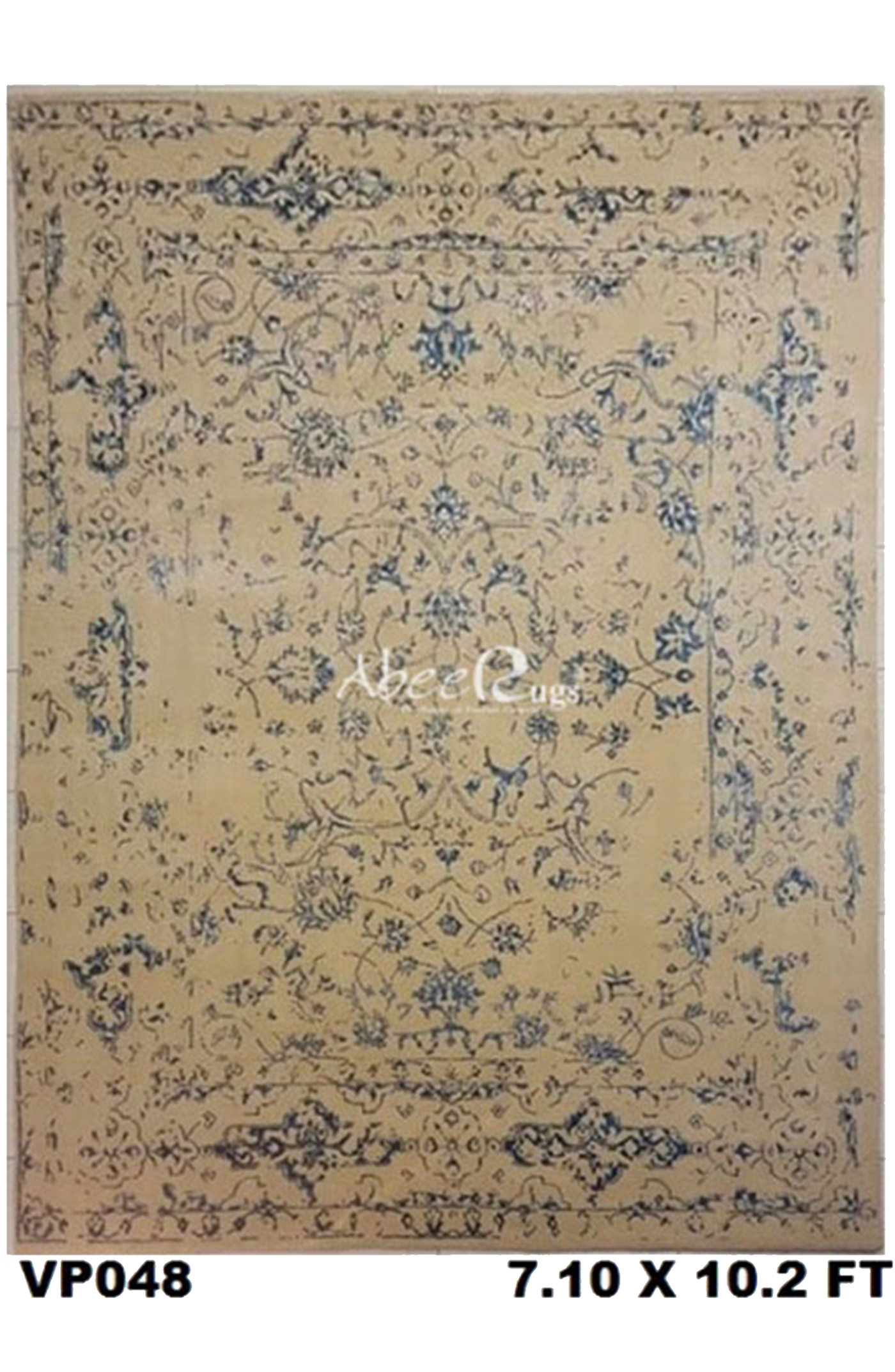 Superfine Galaxy Classic Broken Designer Beige Ground With Silk Blue Flowers-VP048