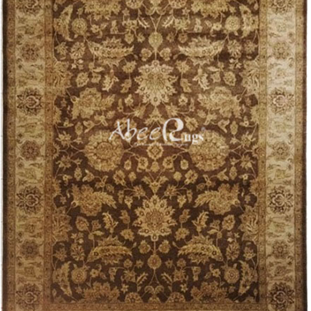 Indo Isfahan Allover Floral Design Dark Brown and Light Brown - VP084