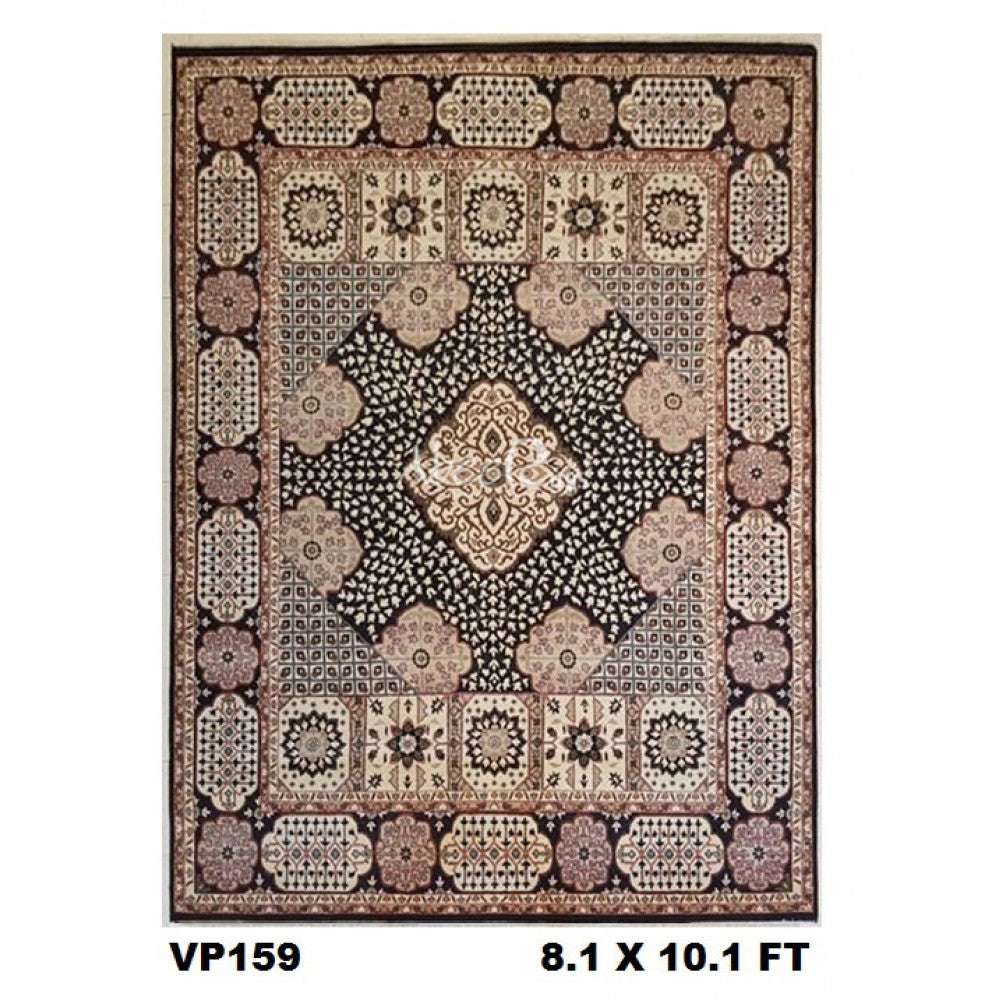 Superfine Persian Joshgan Wool Black With Beautiful Fine Work Of Art Geometric Design-VP159