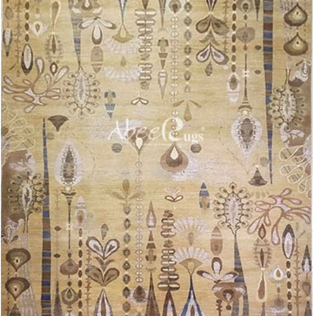 Superfine Persian Wool Eye Drop Motif With White Silk Motif- VP197